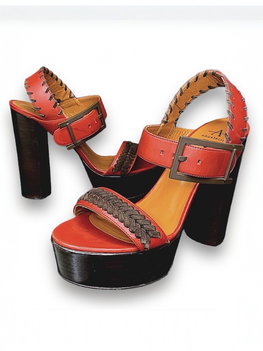AQUATALIA Isabella Chunky Leather Platform Sandals Sz 6 EUC